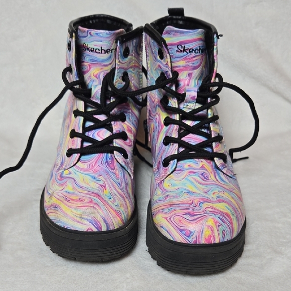 Skechers Gravlen Swirlicious LiL Girl's Boots Hi-Top Zip BOOT KAWAII ARTSY  SZ1 - Picture 14 of 14